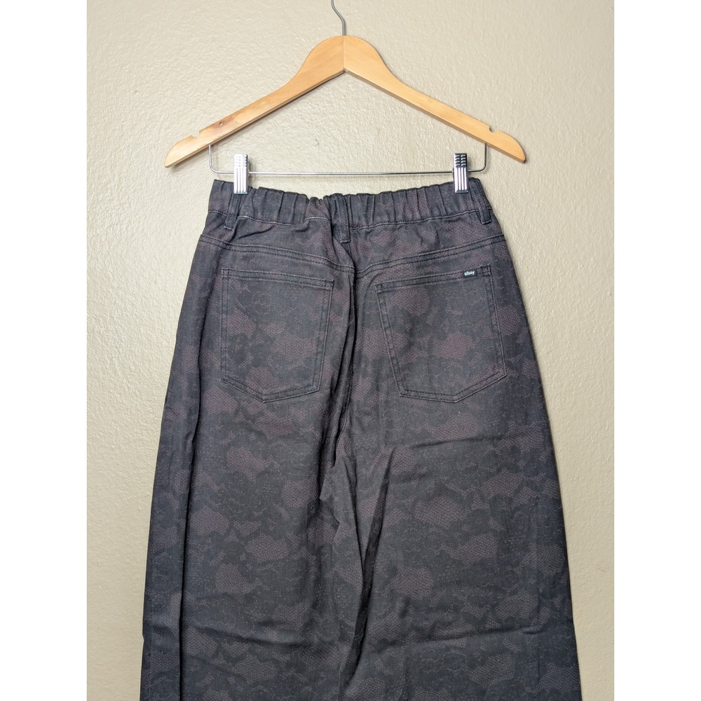 Obey Floral Lace Denim Pants Womens 26 Black Straight Leg High Rise Streetwear - Picture 9 of 12